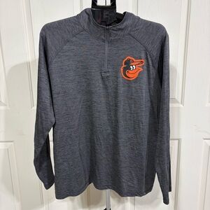 Majestic Baltimore Orioles Quarter-Zip Pullover Grey Size XL MLB Baseball Shirt